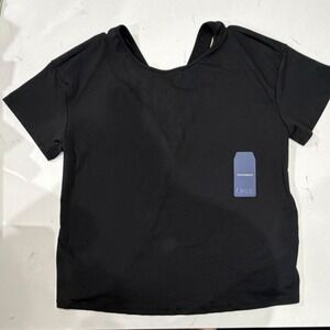OYOANGLE Womens Black Plus Size XL Short Sleeve Round Neck Knit T-Shirt Top